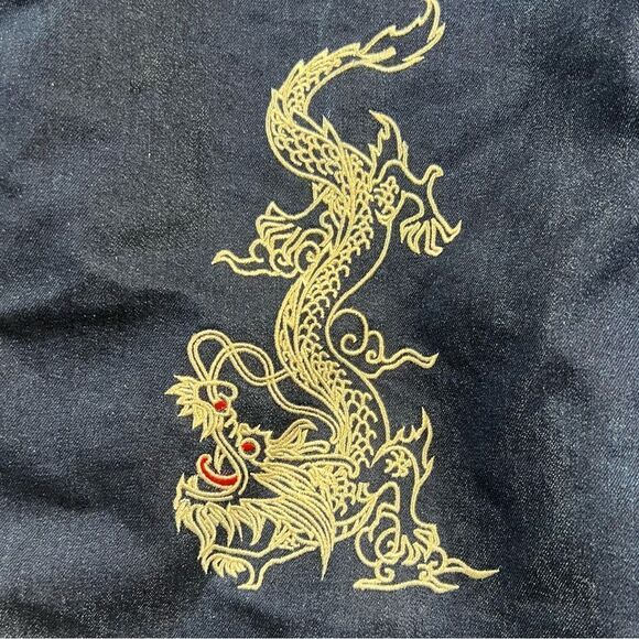 Vintage 90’s Brooklyn Xpress Tribal Dragon Embroidered  Denim Jacket - Picture 11 of 12